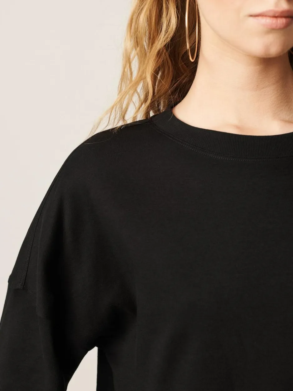 Next Black Relaxed Fit Heavyweight Longline T-Shirt Outlet