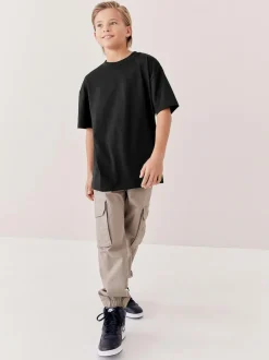 Next Black Relaxed Fit Short Sleeve T-Shirt (3-16yrs) Sale