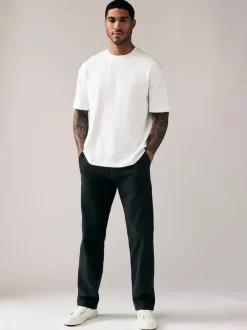 Next Black Relaxed Fit Stretch Chinos Trousers Outlet
