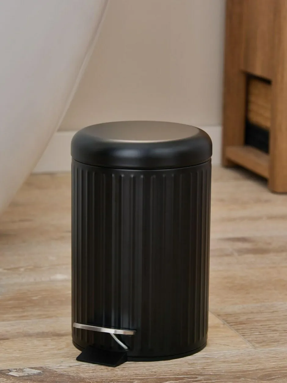 Next Black Rib Soft Close 3 Litre Pedal Bin