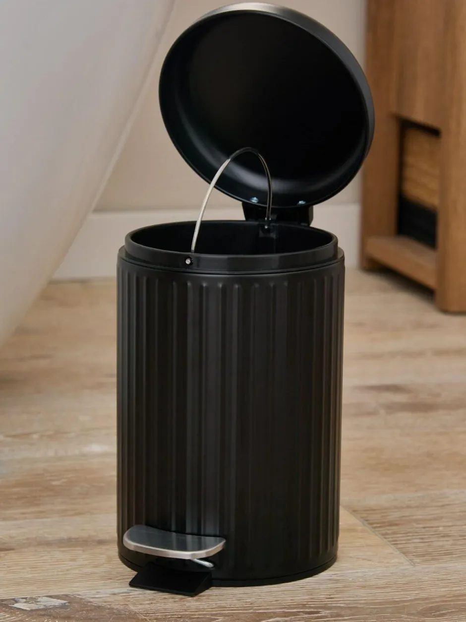 Next Black Rib Soft Close 3 Litre Pedal Bin