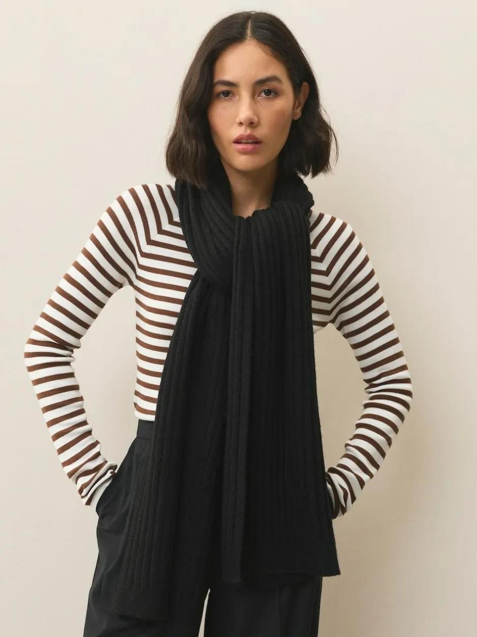 Next Ribbed Knit Scarf Black Sale