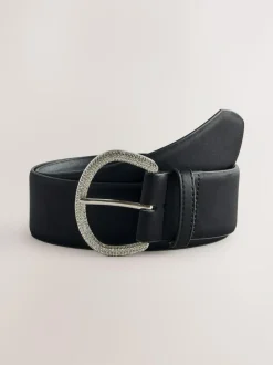 Next Satin Belt with Diamante Buckle Black Sale
