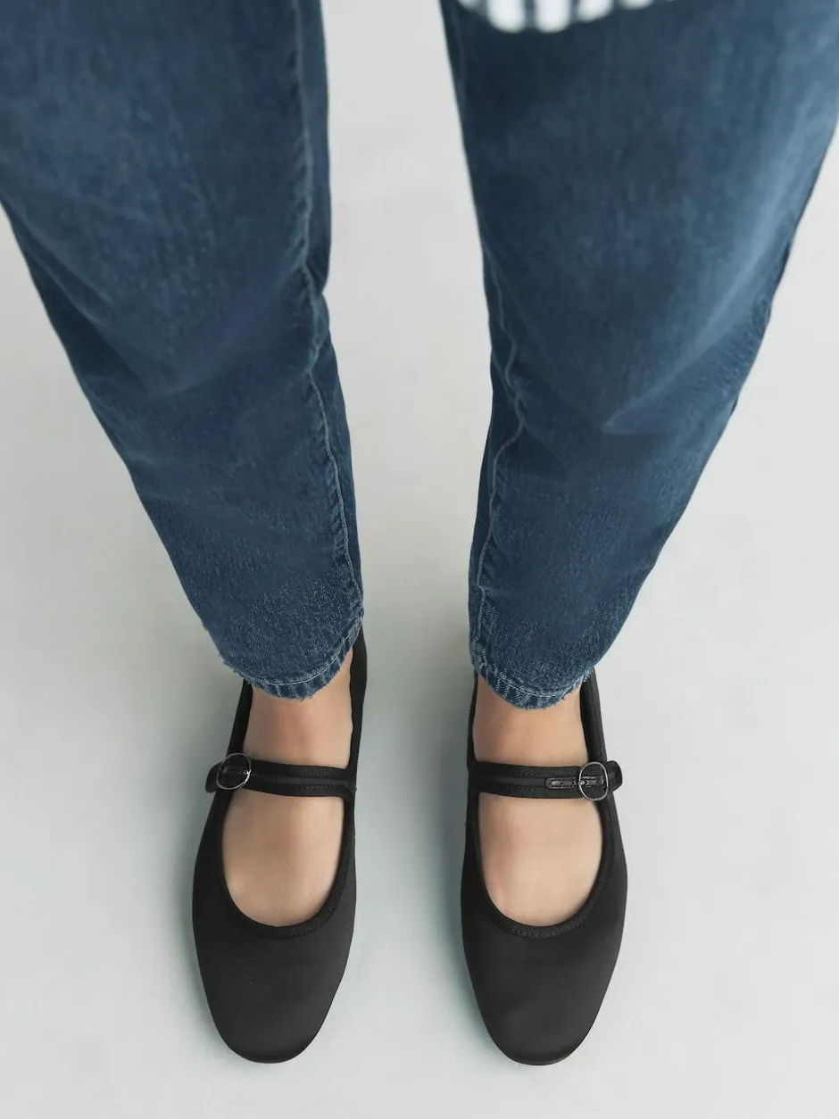 Next Forever Comfort Round Toe Buckle Detail Mary Jane Shoes Black Satin