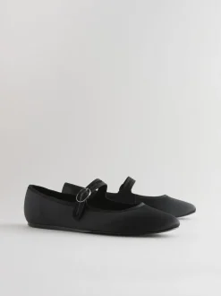 Next Forever Comfort Round Toe Buckle Detail Mary Jane Shoes Black Satin
