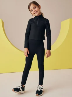 Next Black Seamless Ribbed High Waist Leggings (3-16yrs) Discount