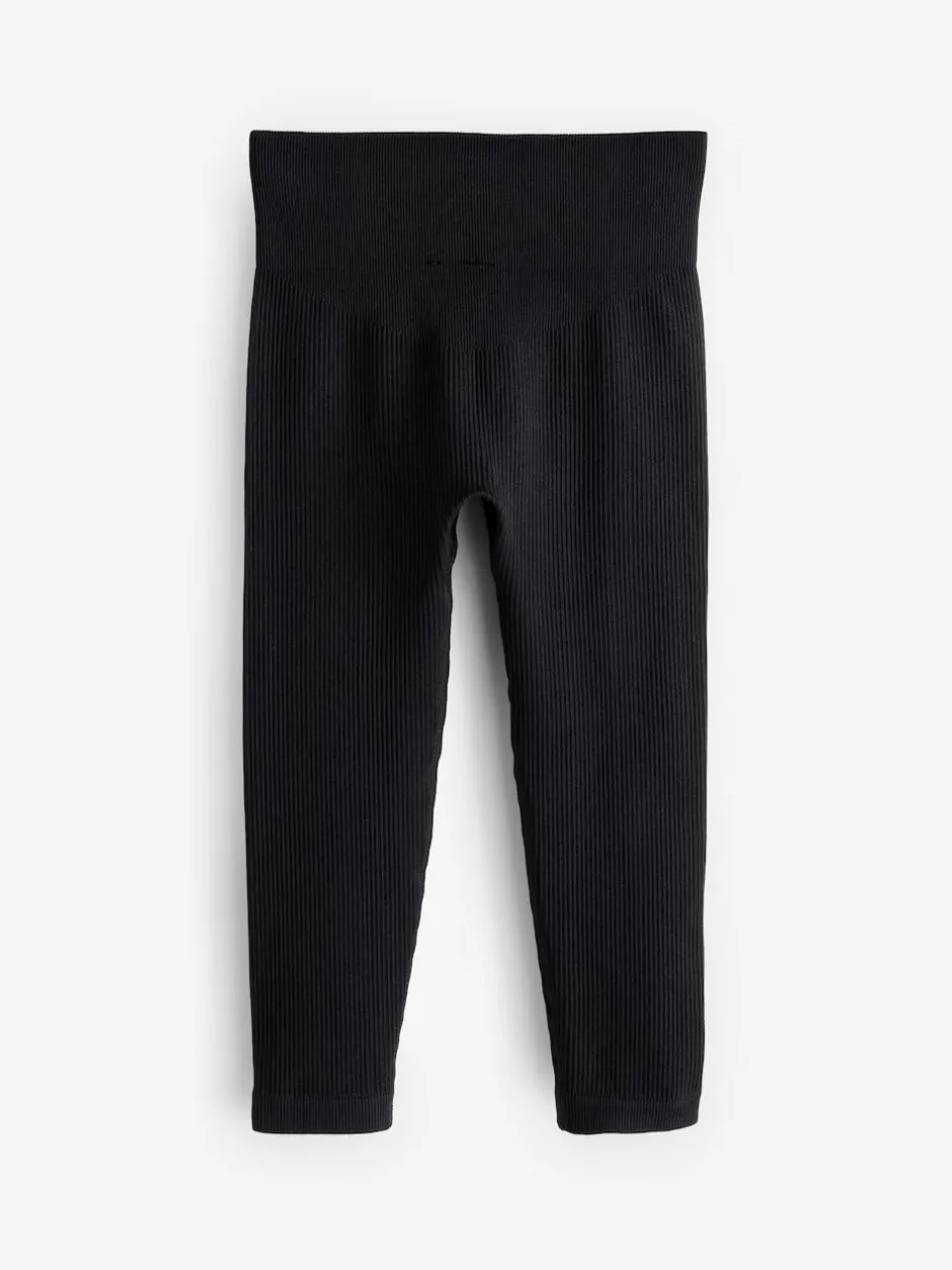 Next Black Seamless Ribbed High Waist Leggings (3-16yrs) Discount