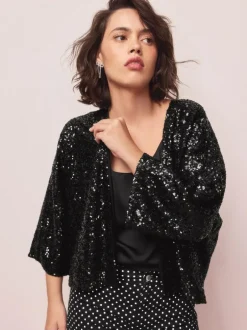 Next Sequin Jacket Black New