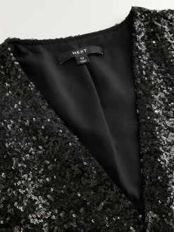 Next Sequin Jacket Black New