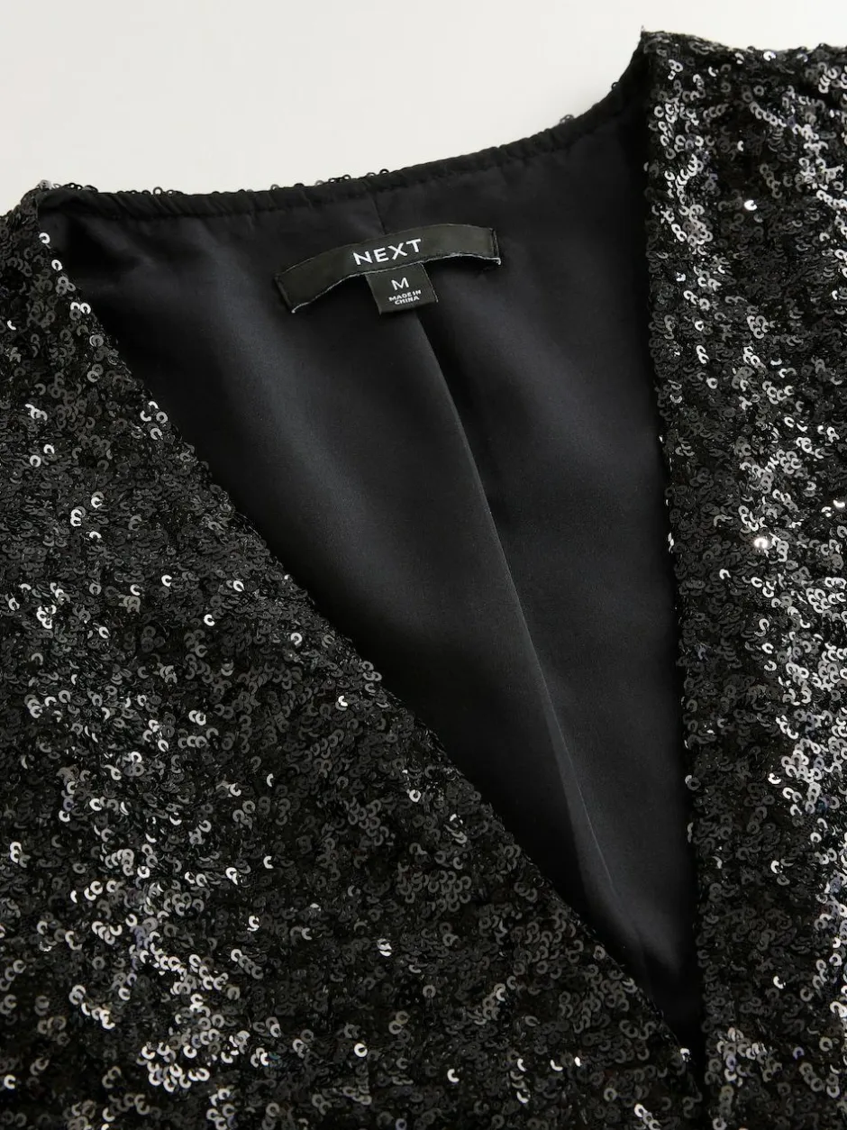 Next Sequin Jacket Black New
