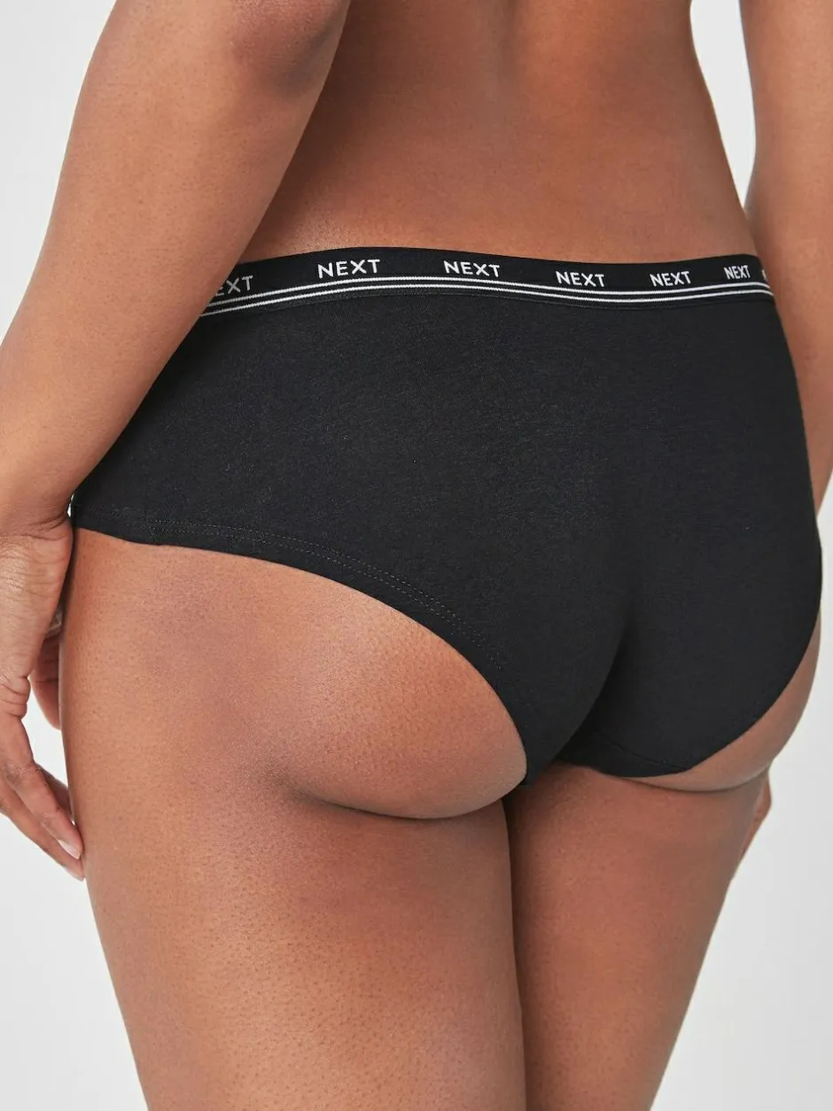 Next Short Cotton Logo Knickers 4 Pack Black