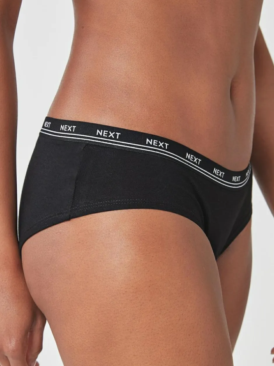 Next Short Cotton Logo Knickers 4 Pack Black