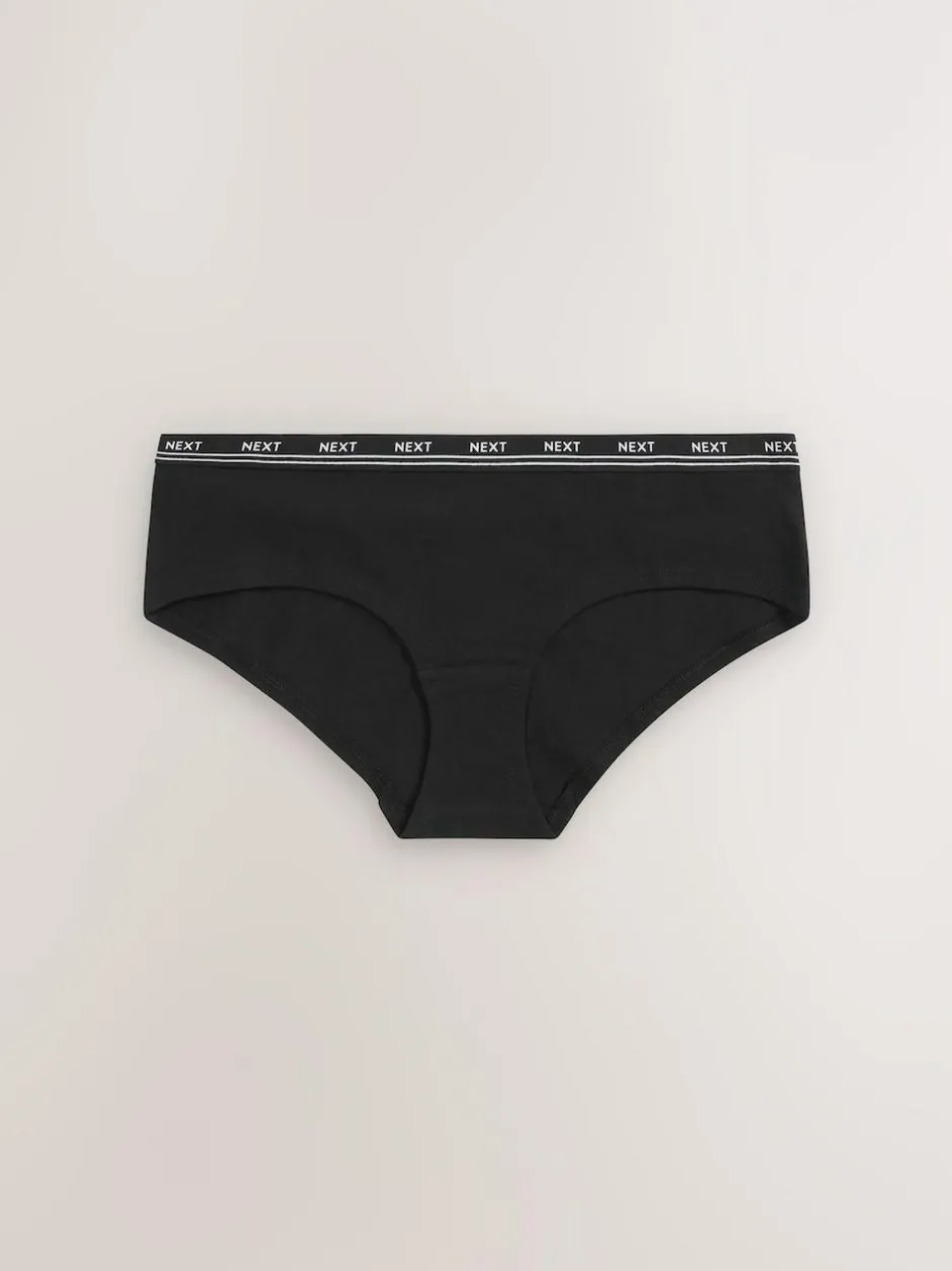 Next Short Cotton Logo Knickers 4 Pack Black