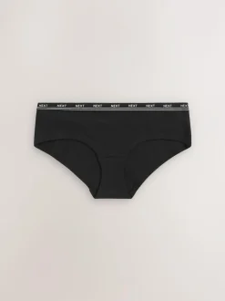 Next Short Cotton Logo Knickers 4 Pack Black
