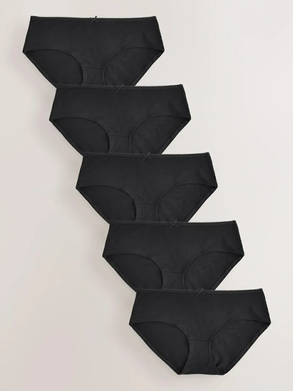 Next Short Cotton Rich Knickers 5 Pack Black New