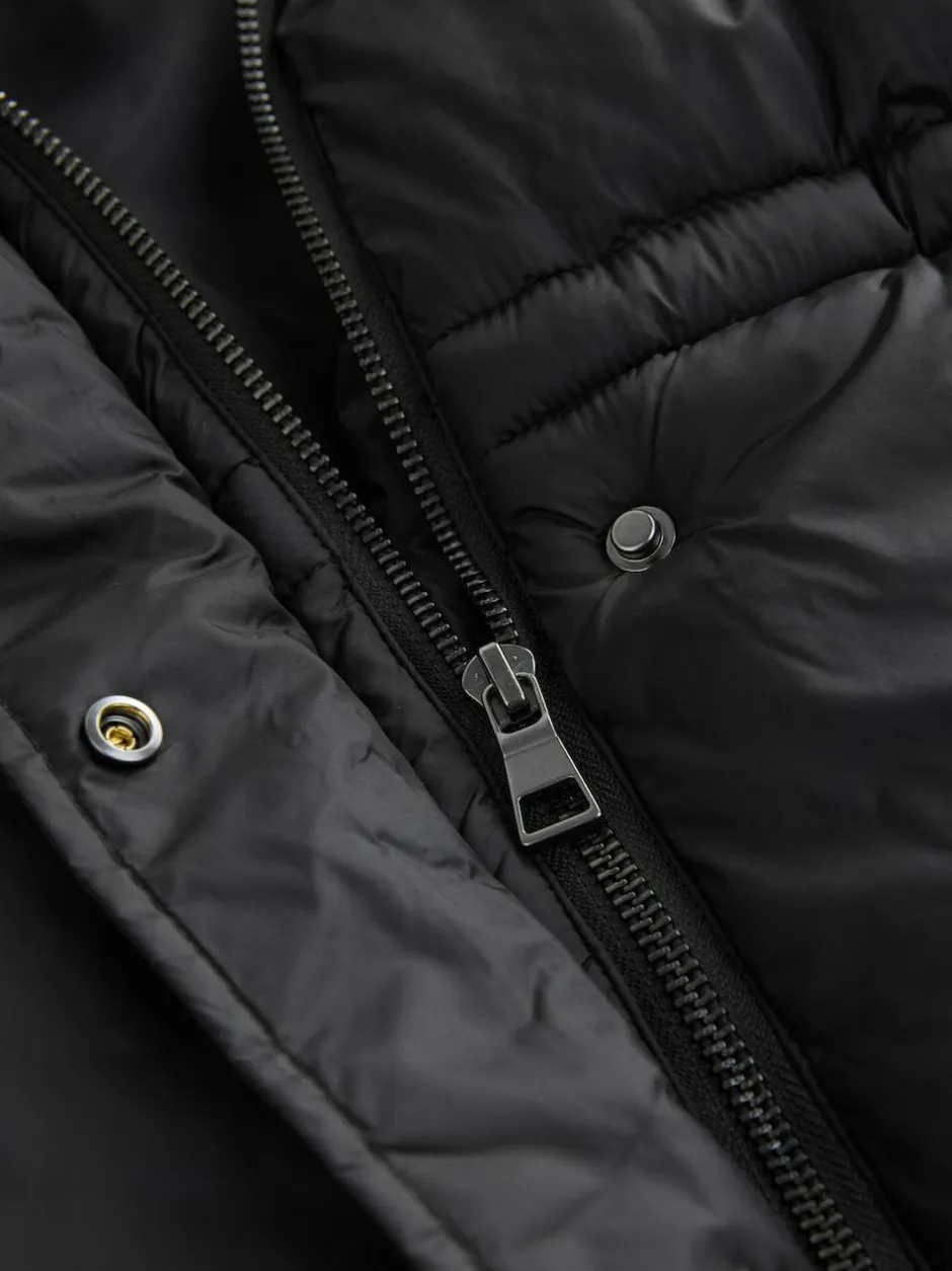 Next Black Short Padded Coat with Faux Fur Trim Hood and Cuffs Best
