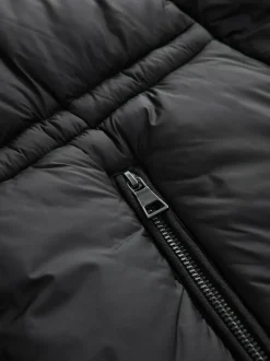 Next Black Short Padded Coat with Faux Fur Trim Hood and Cuffs Best