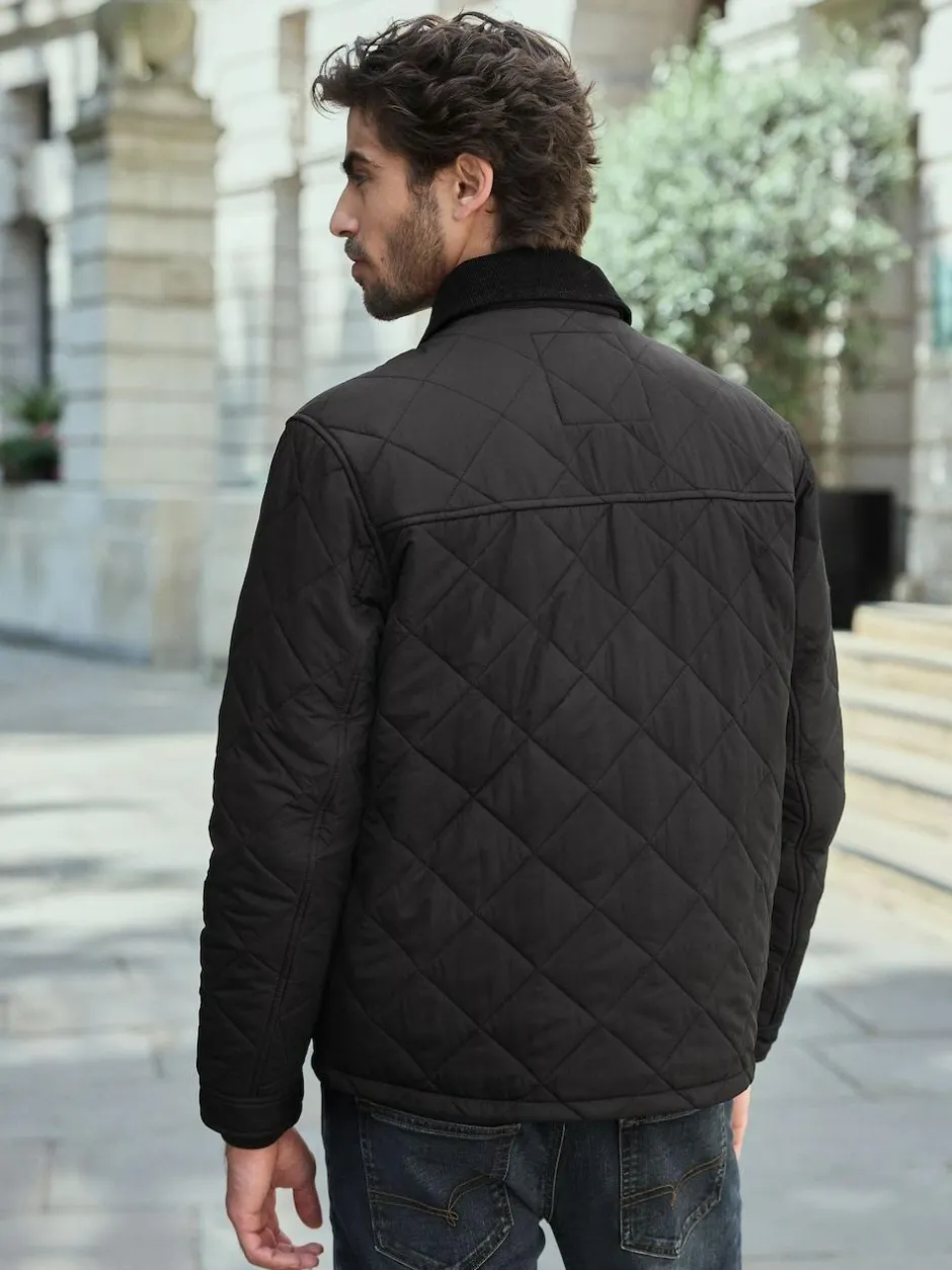 Next Black Shower Resistant Diamond Quilt Corduroy Collared Jacket Best