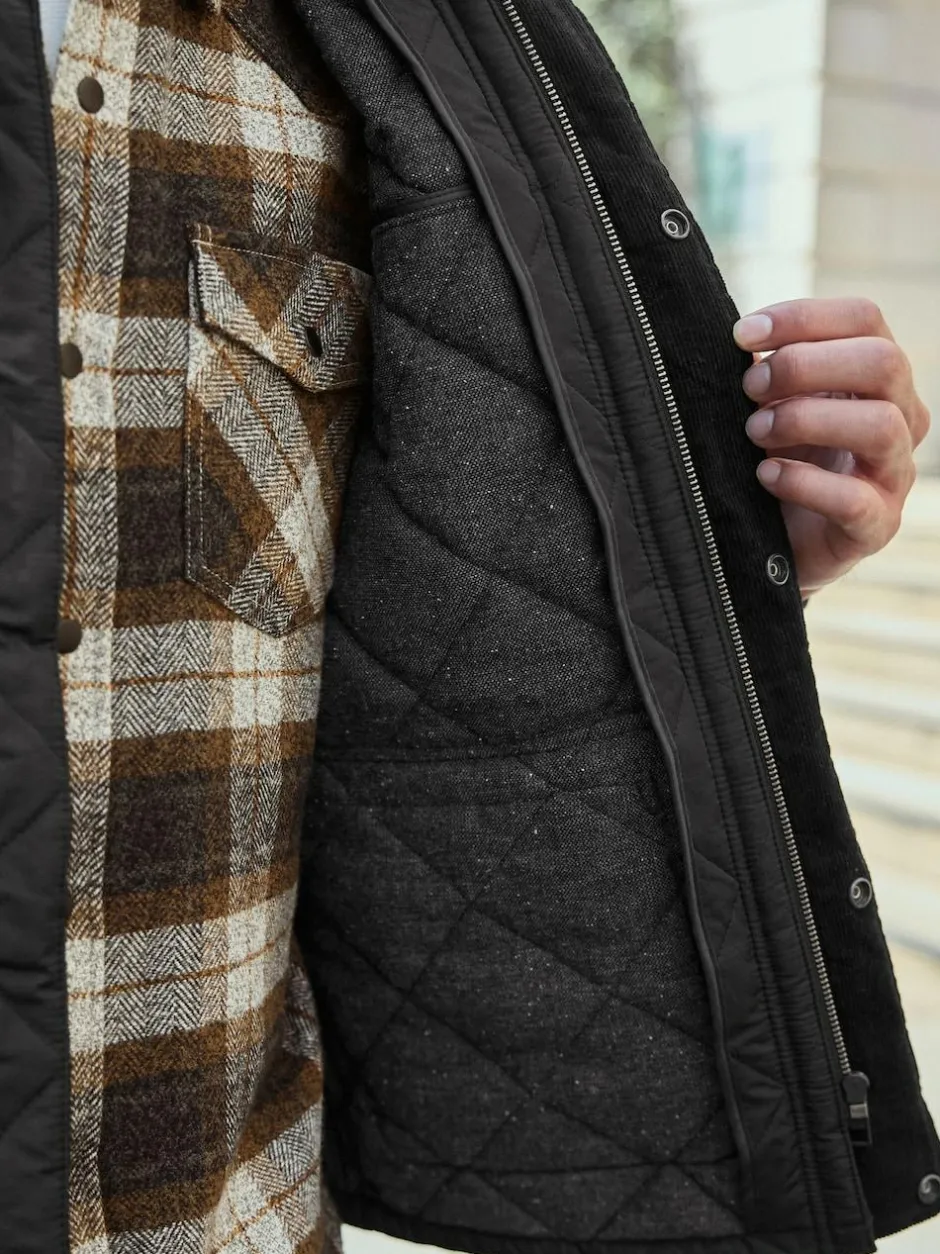 Next Black Shower Resistant Diamond Quilt Corduroy Collared Jacket Best