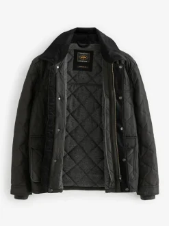 Next Black Shower Resistant Diamond Quilt Corduroy Collared Jacket Best