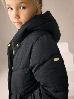 Next Black Shower Resistant Longline Padded Coat (3-16yrs) Outlet
