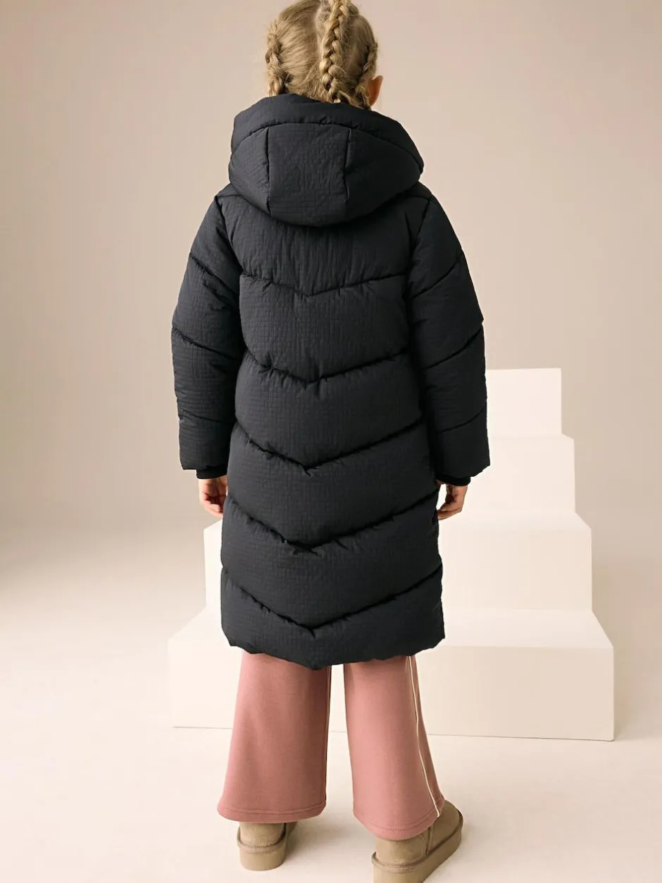 Next Black Shower Resistant Longline Padded Coat (3-16yrs) Outlet