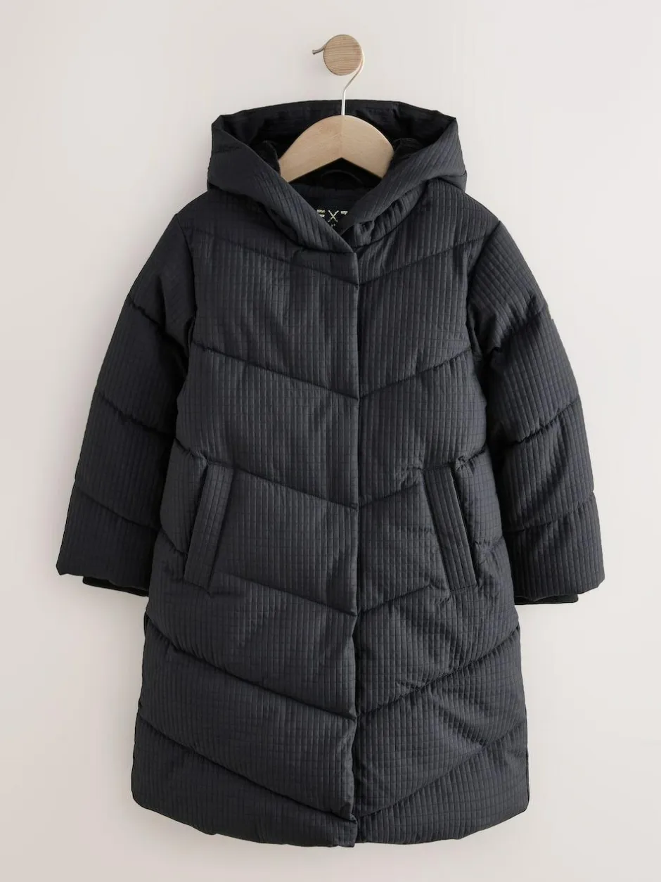Next Black Shower Resistant Longline Padded Coat (3-16yrs) Outlet