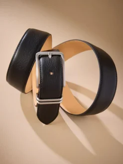 Next Signature Leather Belt With Metal Keeperloop Black Online