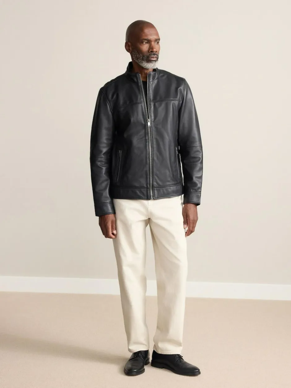Next Signature Leather Funnel Neck Jacket Black Outlet