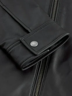 Next Signature Leather Funnel Neck Jacket Black Outlet