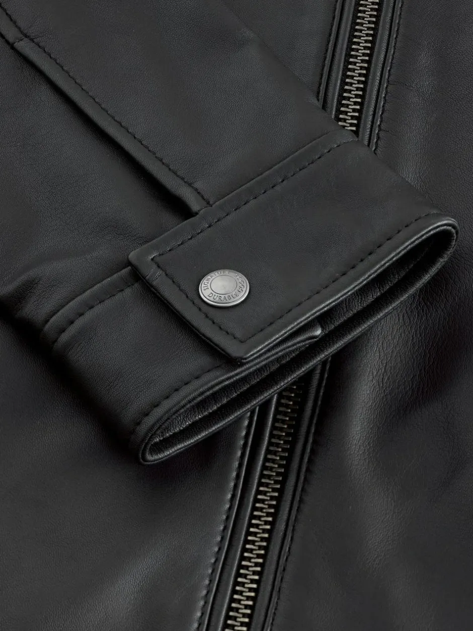 Next Signature Leather Funnel Neck Jacket Black Outlet
