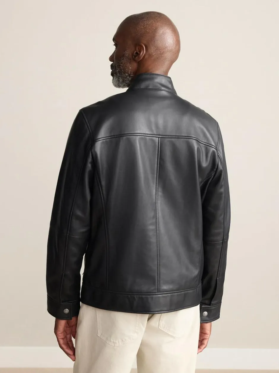Next Signature Leather Funnel Neck Jacket Black Outlet
