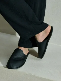 Next Black Signature Leather Mule Slippers Discount