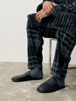 Next Black Signature Leather Mule Slippers Discount