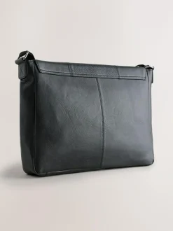 Next Signature Leather Messenger Bag Black Discount