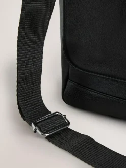 Next Signature Leather Messenger Bag Black Discount