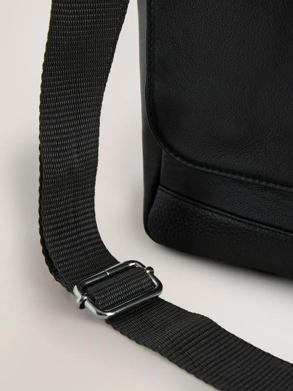 Next Signature Leather Messenger Bag Black Discount