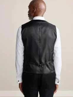 Next Black Signature Pontoglio Italian Velvet Waistcoat Clearance
