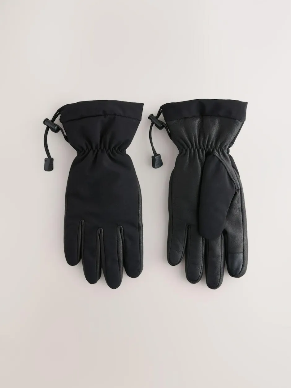 Next Black Ski Gloves With Leather Outlet