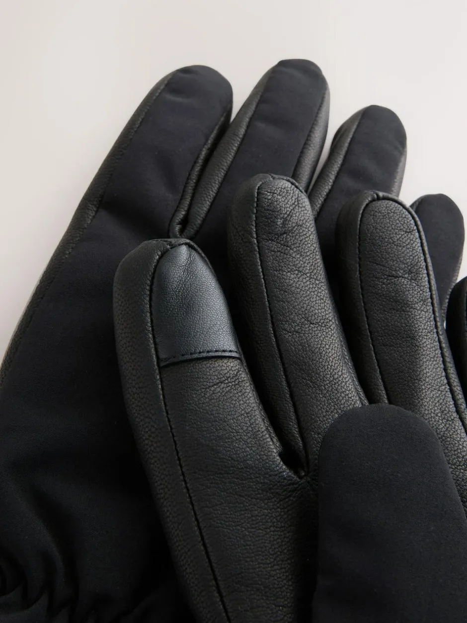 Next Black Ski Gloves With Leather Outlet