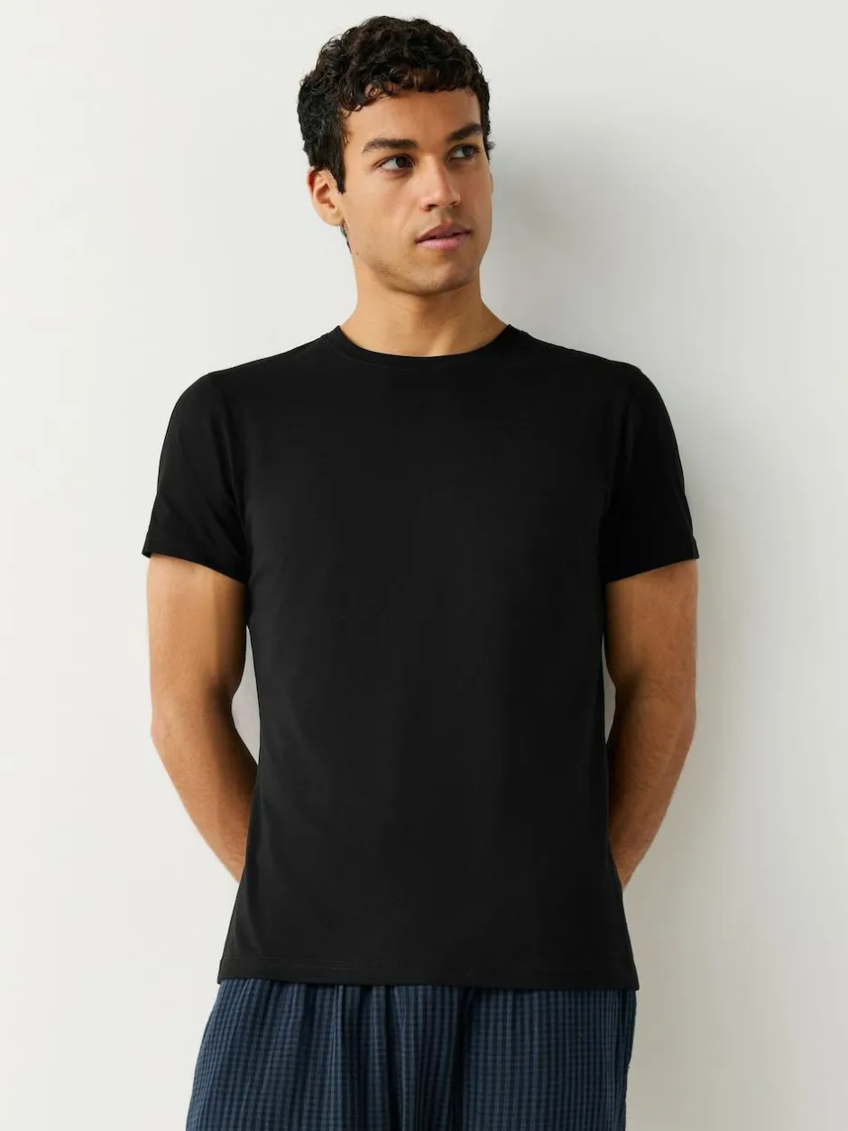 Next Slim Fit 100% Cotton Layering T-Shirts 2 Pack Black Sale