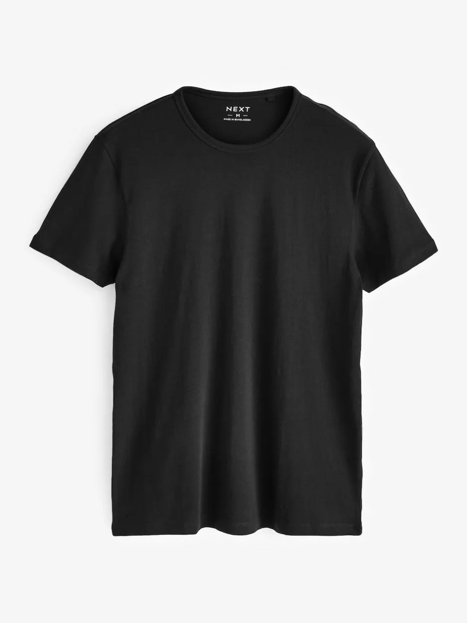 Next Slim Fit 100% Cotton Layering T-Shirts 2 Pack Black Sale
