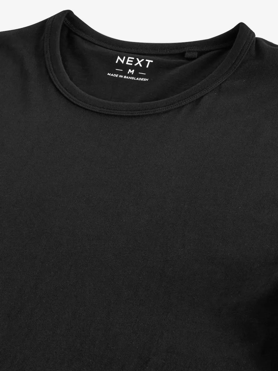 Next Slim Fit 100% Cotton Layering T-Shirts 2 Pack Black Sale