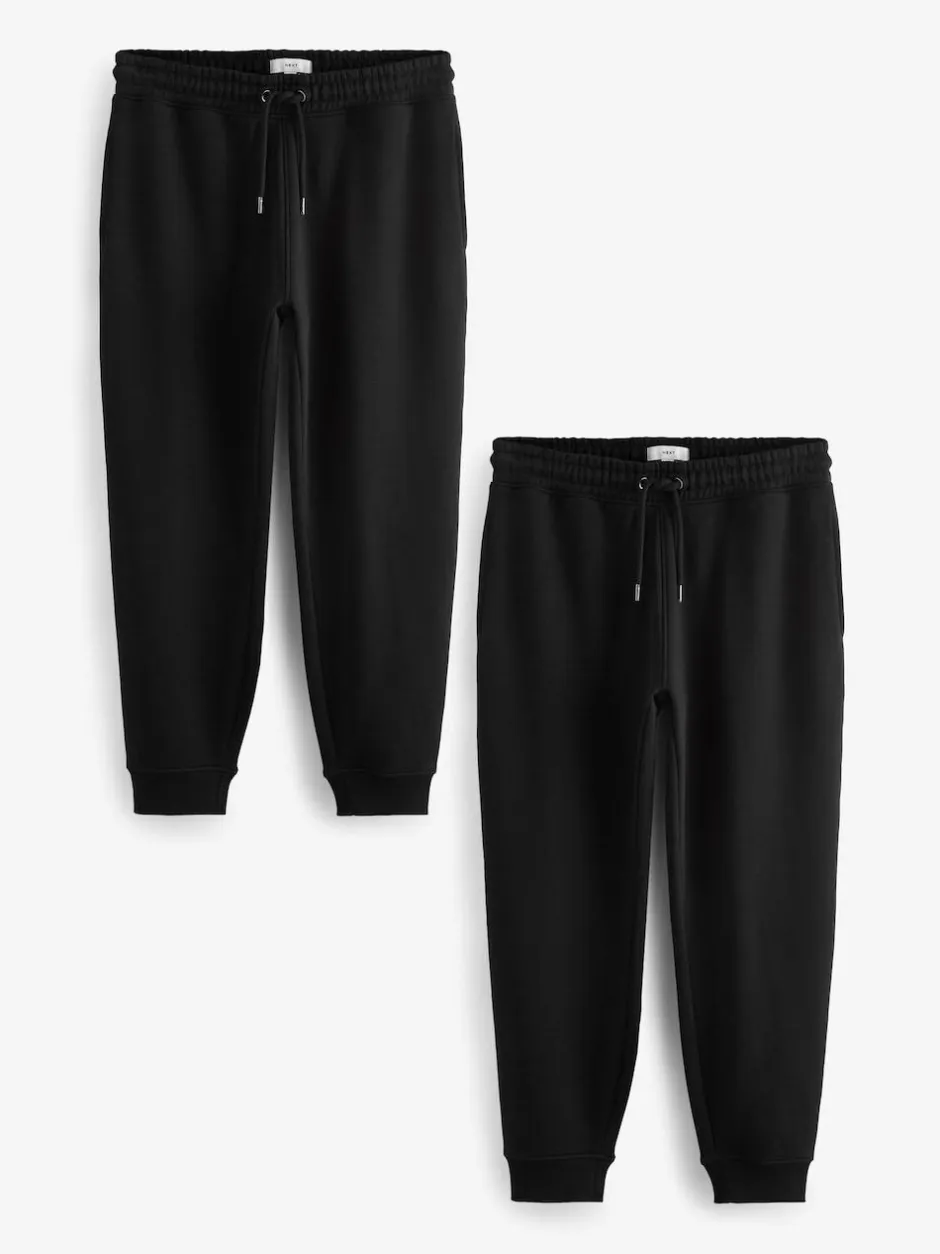 Next Slim Fit Brushback Heavyweight 2 Pack Joggers Black Hot