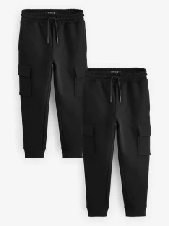 Next Slim Fit Cargo Joggers 2 Pack (3-16yrs) Black Outlet