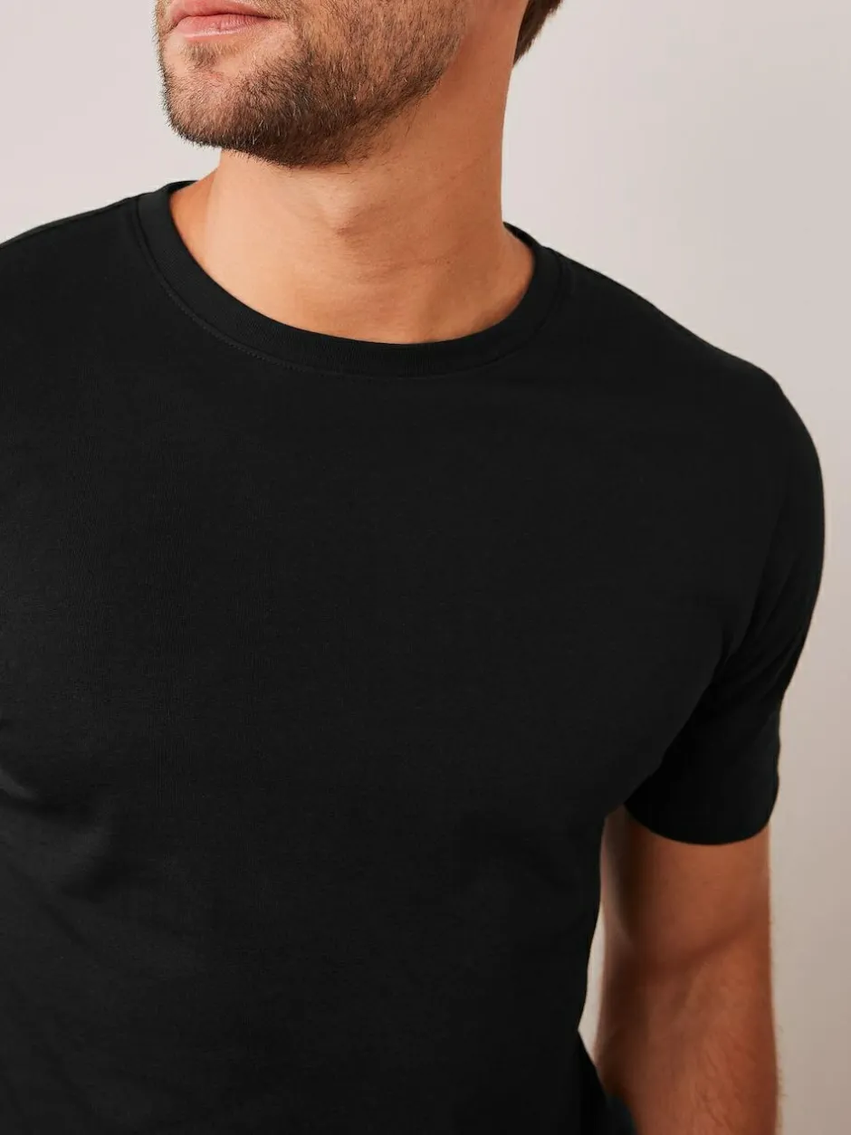 Next Black Slim Fit Essential Crew Neck Cotton T-Shirt