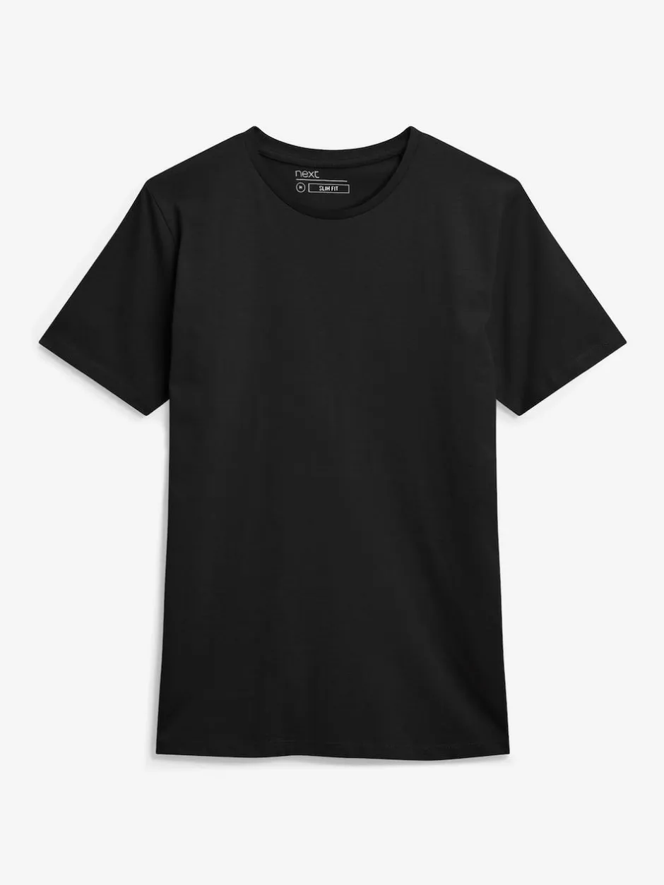 Next Black Slim Fit Essential Crew Neck Cotton T-Shirt