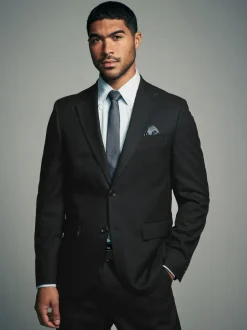 Next Slim Fit Flannel Suit Jacket Black Online
