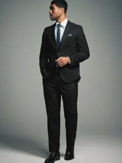 Next Slim Fit Flannel Suit Jacket Black Online