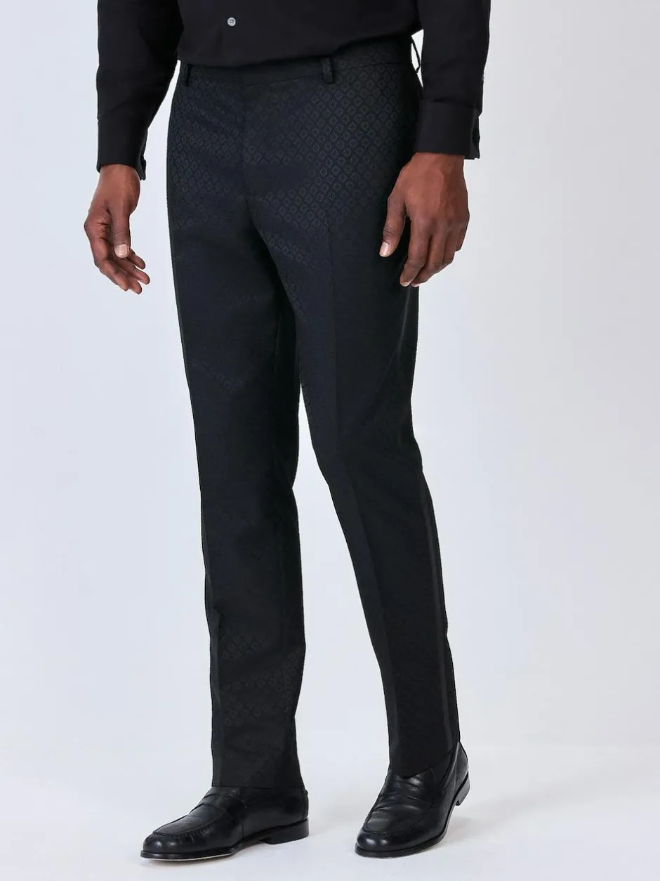 Next Slim Fit Jacquard Suit Trousers Black New